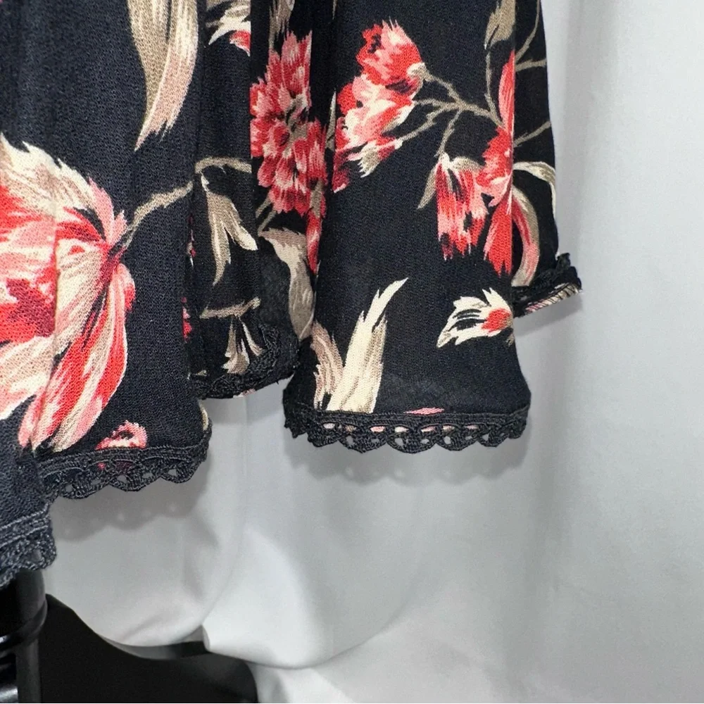 Jones New York Signature Skirt Womens 6 Black Floral A-Line Wool Blend Lined EUC